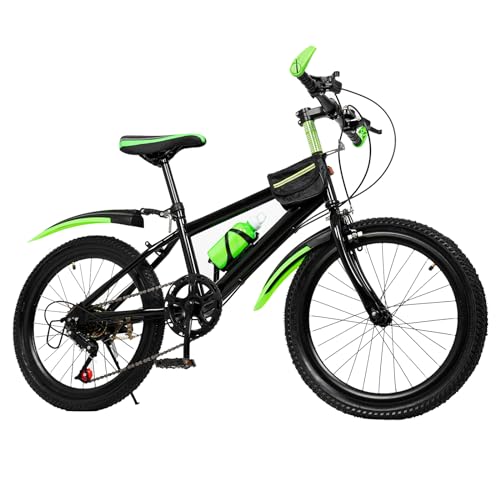 FENNNDS 20 Zoll Kinderfahrrad, 2 Farbe Premium Mountainbike Jungen & Mädchen-Fahrrad aus Kohlenstoffstahl Fully MTB für Jungen & Mädchen & Damen & Herren Fahrräder für Outdoor Sportausflüge (Grün) von FENNNDS