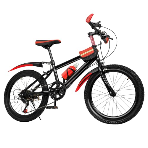FENNNDS 20 Zoll Kinderfahrrad, 2 Farbe Premium Mountainbike Jungen & Mädchen-Fahrrad aus Kohlenstoffstahl Fully MTB für Jungen & Mädchen & Damen & Herren Fahrräder für Outdoor Sportausflüge (Rot) von FENNNDS
