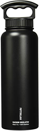 Fifty/Fifty 40oz, Sport Double Wall Vacuum Insulated Water Bottle, Stainless Steel, 3 Finger Cap w/Wide Mouth, Matte Black... von FIFTY/FIFTY