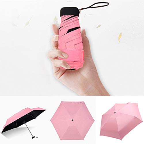 FENSIN Ultra Light Mini kompakte taschenschirm Reise Regenschirm - Winddicht Tragbar Sonnenschirm Sonne & Regen Outdoor Golf Regenschirm UV- Schutz für Damen Herren Kinder (Rosa) von FENSIN