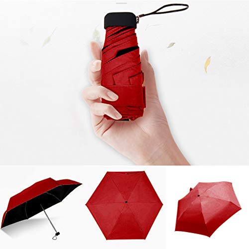 FENSIN Ultra Light Mini kompakte taschenschirm Reise Regenschirm - Winddicht Tragbar Sonnenschirm Sonne & Regen Outdoor Golf Regenschirm UV- Schutz für Damen Herren Kinder (Rot) von FENSIN