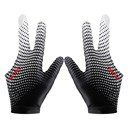 FERCAISH 3-Finger-Snooker-Handschuhe, dehnbare Billardhandschuhe, rutschfeste und atmungsaktive Pool-Queue-Handschuhe, langlebig, Snooker-Spieler-Handschuhe für Damen und Herren von FERCAISH