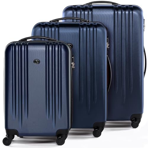 FERGÉ 3er Kofferset Hartschale - Hartschalen-Koffer Set 3-TLG Reisekoffer 4 Rollen blau von FERGÉ
