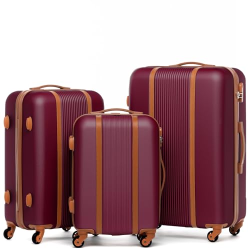 FERGÉ Kofferset Hartschale 3-teilig Milano Trolley-Set - Handgepäck 55 cm, L und XL 3er Set Hartschalenkoffer Roll-Koffer 4 Rollen 100% ABS rot von FERGÉ