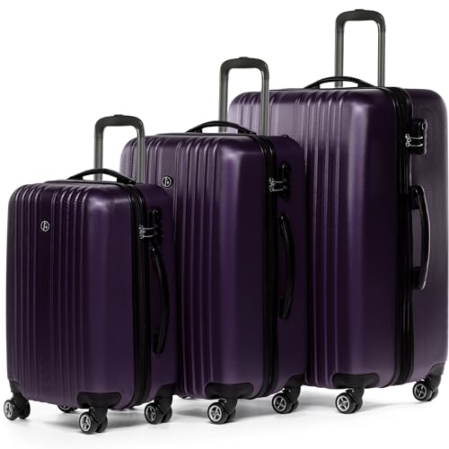 FERGÉ Kofferset Hartschale 3-teilig Toulouse Trolley-Set - 3er Set Reise-Koffer mit 4 Rollen lila von FERGÉ