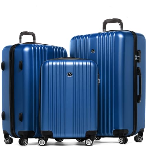 FERGÉ Kofferset Hartschale 3-teilig Toulouse Trolley-Set - 3er Set Reise-Koffer mit 4 Rollen blau von FERGÉ