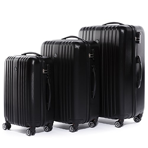 FERGÉ Kofferset Hartschale 3-teilig Toulouse Trolley-Set - 3er Set Reise-Koffer mit 4 Rollen schwarz von FERGÉ