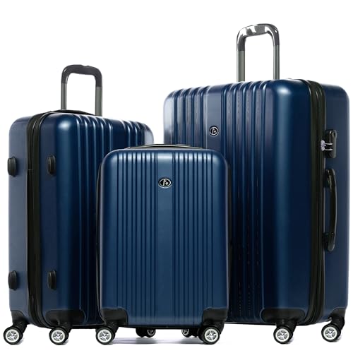 FERGÉ Kofferset Hartschale 3-teilig erweiterbar Toulouse Trolley-Set - Handgepäck 55 cm, L und XL 3er Set Hartschalenkoffer Roll-Koffer 4 Rollen 100% ABS blau von FERGÉ