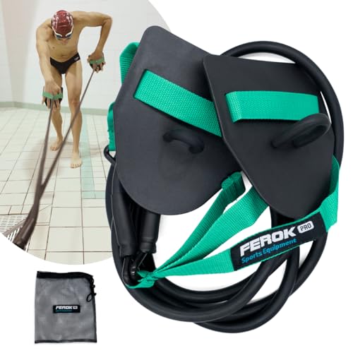 FEROK PRO - Zugseil Schwimmen Paddles - Fitness Widerstandsband mit Seilen und Handpaddles - Ideal für das Heimkörpertraining - Version Medium von FEROK PRO