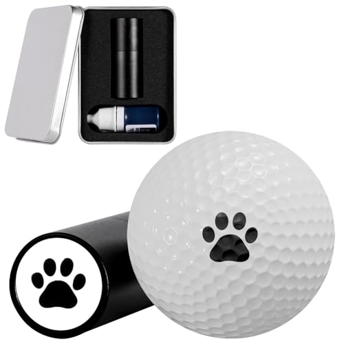 FERSTALO Golfball-Stempel Ballmarkierungsschablone Golfball-Marker-Stempel Tragbares schnell trocknende Kugelmarkierungsschablone mit Tinte für Wettbewerb und Übung (Schwarze Hundepfote) von FERSTALO