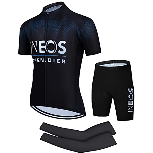 FFFF & OLFEH Herren Radtrikot Set Fahrrad Kurzarm Set mit 3D gepolsterten Trägerhosen MTB Rennrad Fahrradtrikot Fahrrad Shirts Bib Shorts Radsportanzug +Manschette (B4,S) von FFFF & OLFEH
