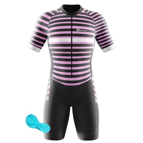 Herren Fahrradbekleidung Set, 3D-gepolsterter, 2024 Atmungsaktiver, Schnell Trocknender Triathlon-Anzug – Kurzarm Duathlon Laufen Schwimmen Fahrradfahren Skinsuit (7,XL) von FFFF & OLFEH