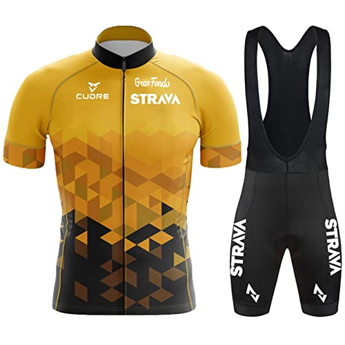 Radtrikot Set,Fahrradtrikot Herren,Atmungsaktives Sommer Kurzarm Fahrradtrikot Kurzarm + Radhose,Fahrradbekleidung Set für Fahrrad Rennrad MTB (19,L) von FFFF & OLFEH