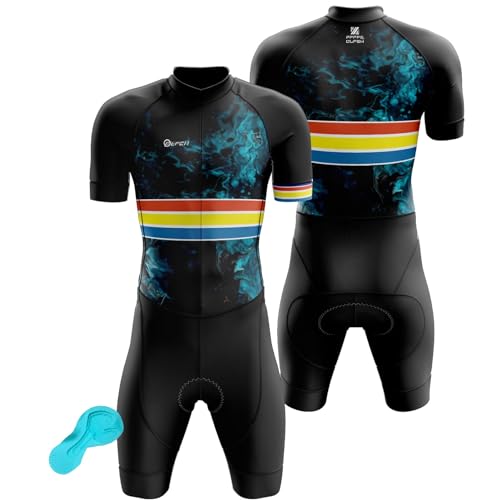 Triathlon Anzug Herren Trisuit Herren Fahrradbekleidung Herren Einteiler Herren Short Trisuit Einteiler Für Wettkampf (PU1,S) von FFFF & OLFEH