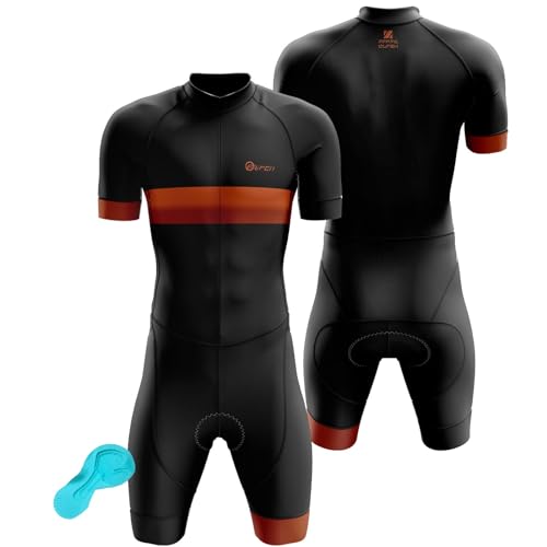 Triathlon Anzug Herren Trisuit Herren Fahrradbekleidung Herren Einteiler Herren Short Trisuit Einteiler Für Wettkampf (PU6,5XL) von FFFF & OLFEH