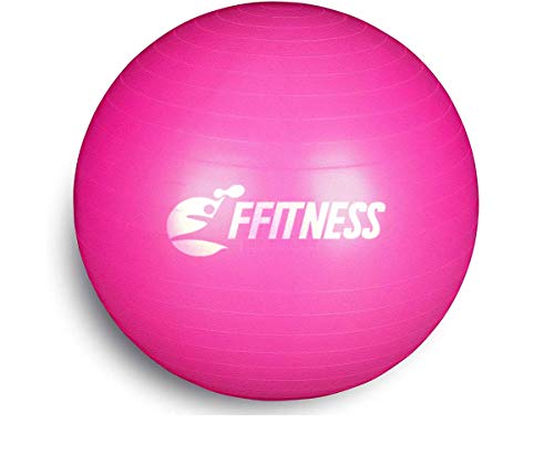 FFITNESS FSTBB85R Total Body Balance Ball für vorweihnachtliche Gymnastik, Big Gymball (55 65 75 85 95 cm) für Core Stability | Bauchmuskeltraining, Widerstand, Stärkung (Rosa, 85 cm) von FFITNESS