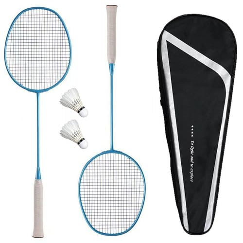 Badmintonschläger, Badmintonschläger-Set, 2er-Set, Verbundkohlefaser, einteilig, Doppelschläger, mit 2 Schlägern, 2 Federbällen und 1 Tragetasche, für Anfänger, 82 g, 4U von FFPRQMAC