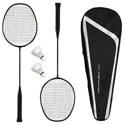 Badmintonschläger, Badmintonschläger-Set, 2er-Set, Verbundkohlefaser, einteilig, Doppelschläger, mit 2 Schlägern, 2 Federbällen und 1 Tragetasche, für Anfänger, 82 g, 4U von FFPRQMAC