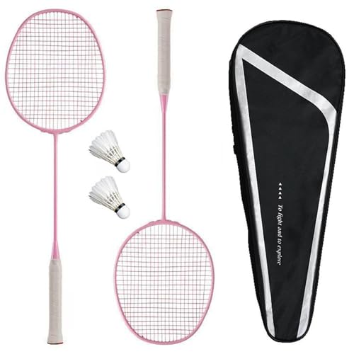 Badmintonschläger, Badmintonschläger-Set, 2er-Set, Verbundkohlefaser, einteilig, Doppelschläger, mit 2 Schlägern, 2 Federbällen und 1 Tragetasche, für Anfänger, 82 g, 4U von FFPRQMAC