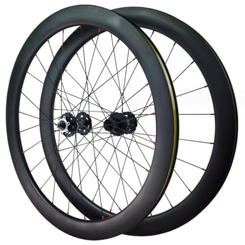700C Fahrrad-Vorder- und Hinterrad, runde Speichen-Carbonfaser-Scheibenbremse für 23C-38C-Reifen, 7/8/9/10/11/12-Gang-Rennrad-Radsatz von FFYUTING