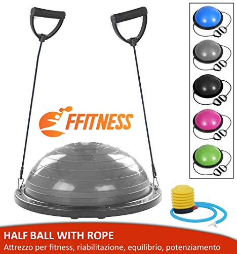 Balance Ball Trainer mit Elastikbändern (Ø 60 cm) für Fitness Yoga Pilates Training Training Rehabilitation ABS & PVC, grau von FFitness