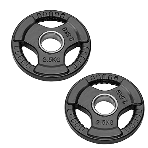 Olympische Hantelscheiben für Langhanteln und Kurzhanteln | Bumper Plates mit 50 mm Loch, gummierte Gewichtsscheiben von 2,5 kg bis 20 kg (2 Scheiben à 2,5 kg) von FFitness