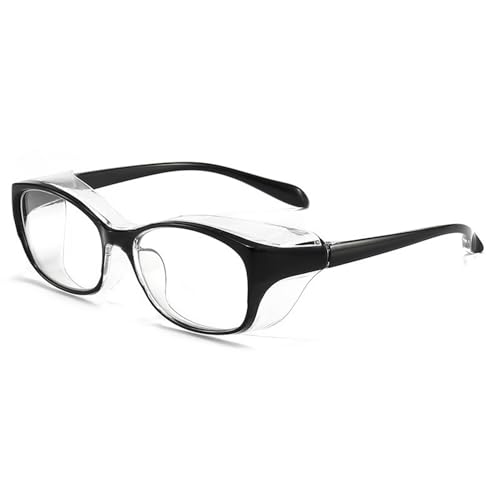 FGAQLUK Anti-Pollenallergie-Brille, Anti-Blaulicht- Und Anti-Beschlag-Brille, Vollrand-Schutzbrille, Rahmen Aus Weichem TR90-Material, Schutzbrille For Erwachsene (Color : Black A) von FGAQLUK