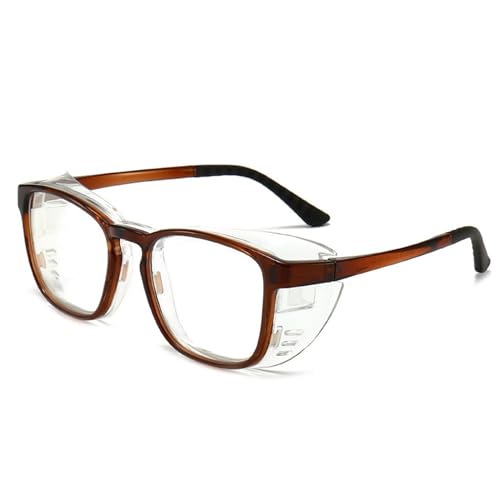 FGAQLUK Anti-Pollenallergie-Brille, Vollsichtbrille for Erwachsene, Erweiterter Silikonrahmen - Abnehmbar, Kein Toter Winkel-Schutz, Antibeschlag, Anti-Blaulicht (Color : Bruin) von FGAQLUK