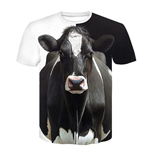 FGJFGGFR 3D T-Shirt Tier Schwarz Kuh Schnell trocknendes Top Unisex Rundhals Kurzarm Lässige Paarkleidung von FGJFGGFR