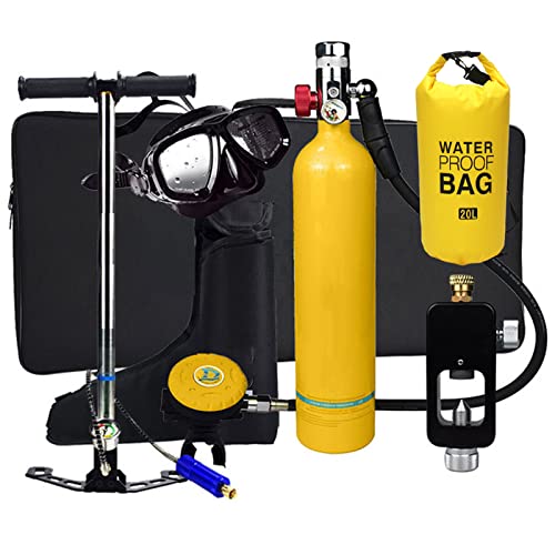FGKING Sauerstoffflasche Tauchen Scuba Diving Tank Equipment, Mini Scuba Dive Cylinder with 12-20 Minutes Capability, Tragbare Tauchausrüstung Corrosion Resistant Material with Refillable Design,Gelb von FGKING