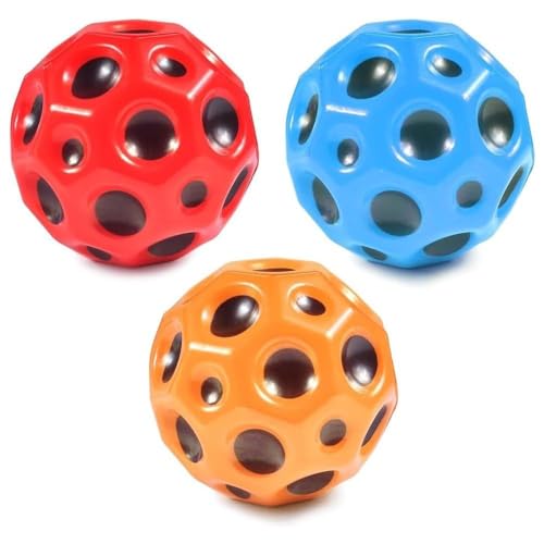 FGen Moon Ball 3 Stück Gummiball φ7cm Springball Rot Blau Orange Farbe für Kinder & Erwachsene von FGen