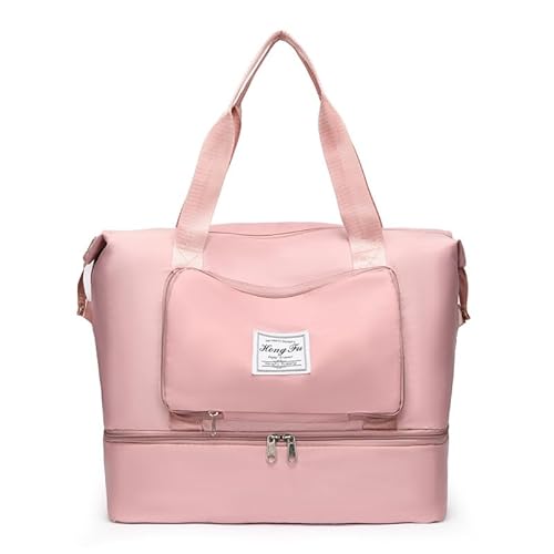 Faltbare Reisetasche,Damen Weekender Tasche,Handgepäck Sporttasche,Portable Waterproof Bag with Moisture Barrier and Shoe Compartment (pink) von FGen