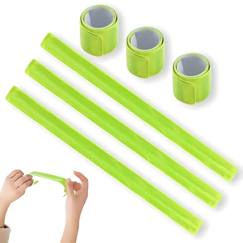FHBHJNATC 6 Stück Schnapparmband Reflektorband, Schnapparmbänder Reflektor, Hosenklammer Fahrrad, Schnapparmband Reflektierend, Sicherheitsgurte für Rollstuhlfahrer, Kinderwagen, Radfahrer und Jogger von FHBHJNATC