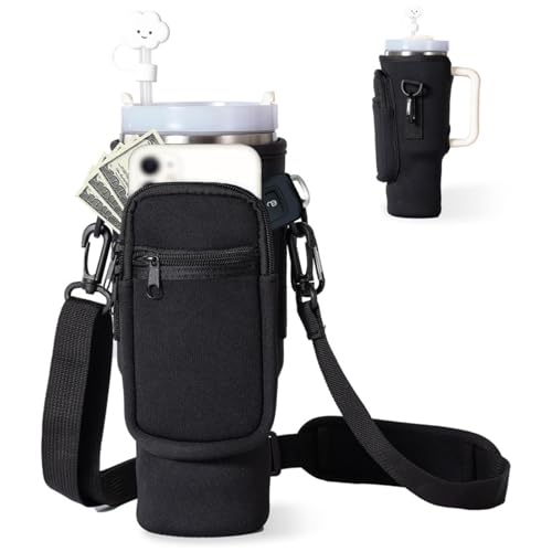 FHBHJNATC Tasche für Stanley Cup 40oz, Stanley Tasche mit Handygurt, Stanley Cup Bag, Verstellbare Schultergurte, Stanley Cup Zubehör(Schwarz) von FHBHJNATC