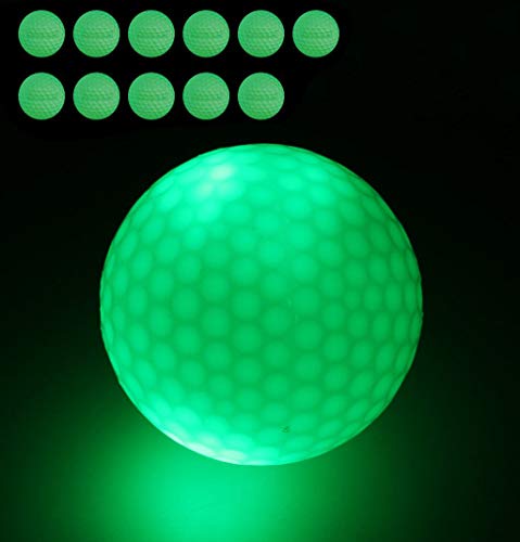 FHEDE 12 Stück Nacht Golfbälle, Leuchtstarker Leuchtstoffgolfball für das Beste Schlagturnier, Keine LED im Inneren Schlagen Sie den Ball mehr als 1000 Mal (12) von FHEDE