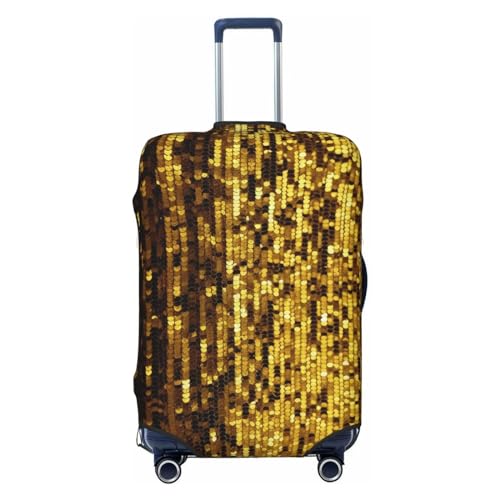 FHEBNDS Goldene Pailletten-Gepäckabdeckung, waschbar, TSA-zugelassen, elastisch, Spandex, kratzfest, Reisegepäckabdeckung, passend für 45,7 - 81,3 cm Gepäck, Schwarz , M von FHEBNDS