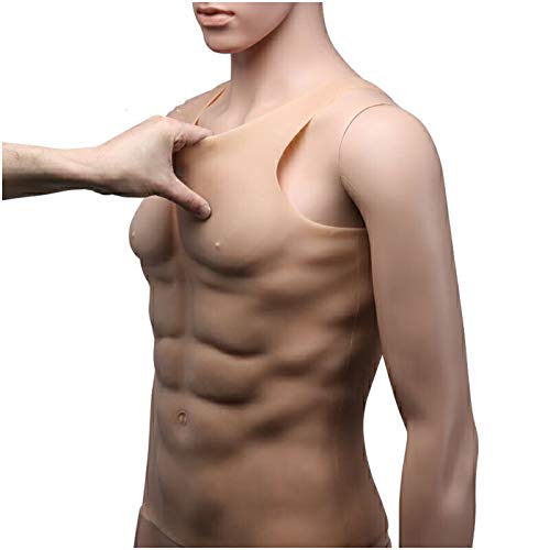 Silikon gefälschte Brustmuskeln - künstlicher gefälschter Muskelbauch - künstliche Simulation Muskeln Weste lebensechte männliche Brustmuskeln-Anzug falscher Brustmuskel - für Crossdresser,Gelb von FHUILI