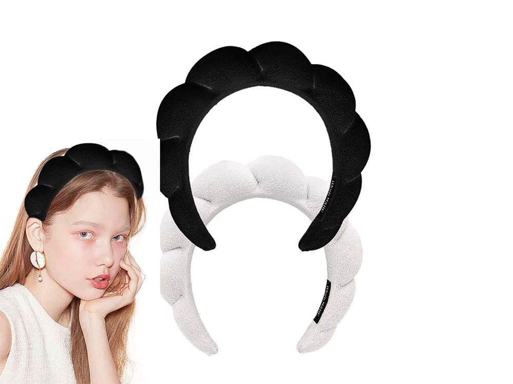 FIDDY Haarband 2Pcs Spa Gesichts-Stirnband Puffy Make-up Haarband für Frauen waschen, 2-tlg. von FIDDY