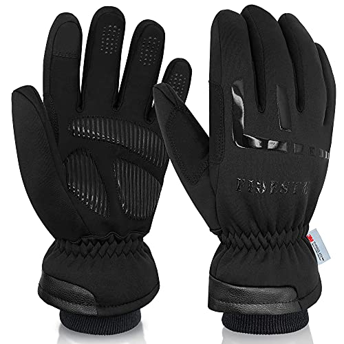 FIDESTE 3M Thinsulate Winter-Handschuhe, wasserdicht, Winddicht, Touchscreen, warme Handschuhe, für Fahren, Radfahren, Reiten, Laufen, Outdoor-Sport, für Damen und Herren, Schwarz (M) von FIDESTE