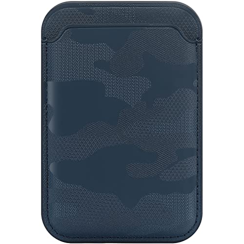 FIDWALL Mag-Safe Wallet Leder für iPhone 15/14/13/12 Pro/Max/Plus/Mini,RFID-Kartenhalter mit Mag-Safe Magnet(Tarnung blau) von FIDWALL
