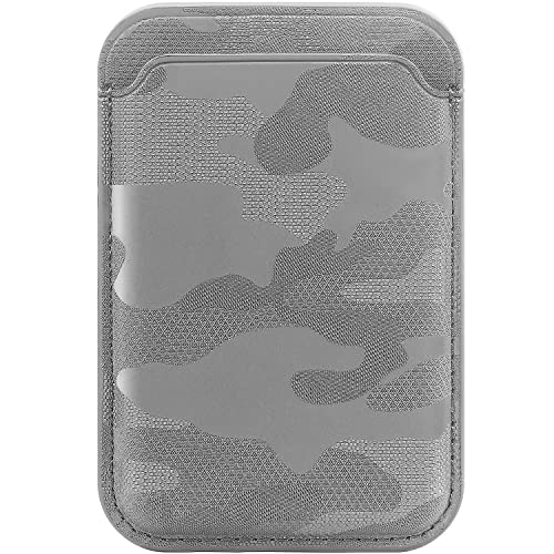 FIDWALL Magsafe Wallet Leder für iPhone 15/14/13/12 Pro/Max/Plus/Mini,RFID-Kartenhalter mit Mag-Safe-Magnet(Tarnung Gris) von FIDWALL