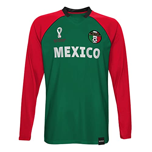 FIFA Herren Offizielle Weltmeisterschaft 2022 Classic Long Sleeve – Mexiko T-Shirt, Grün/Rot, XL von FIFA