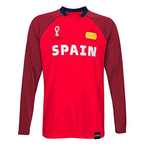 FIFA Herren Offizielle World Cup 2022 Classic Long Sleeve – Spanien T-Shirt, Rot/Rot, L von FIFA