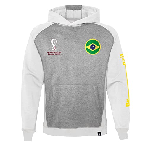 FIFA Jungen Official World Cup 2022 Overhead Hoodie, Youth, Brazil, Age 12-13 Kapuzenpullover, Grey, Large von FIFA