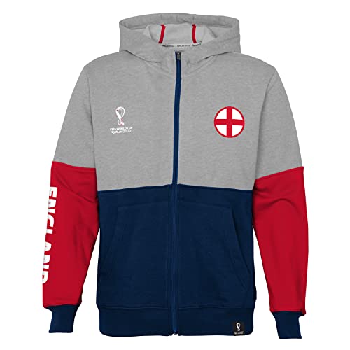 FIFA Jungen Official World Cup 2022 Side Panel Hoodie, Youth, England, Age 12-13 Kapuzenpullover, Grey, Large von FIFA