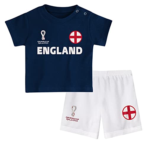 FIFA Kinder Offizielles Weltmeisterschaft 2022 T-Shirt & Shorts Set – England – Zuhause Country Tee & Shorts, blau/weiß, 24 Months von FIFA