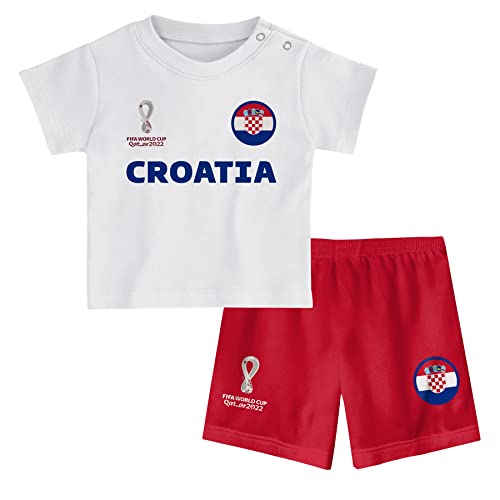 FIFA Kinder Offizielles Weltmeisterschaft 2022 T-Shirt & Shorts Set – Kroatien – Auswärts Country Tee & Shorts, schwarz/blau, 12 Months von FIFA