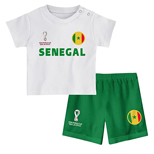 FIFA Kinder Offizielles World Cup 2022 T-Shirt und Shorts – Senegal – Auswärts Country Tee Set, Weiß, 24 Months von FIFA