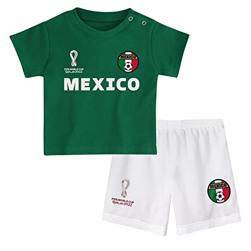FIFA Kinder Offizielles World Cup 2022 T-Shirt und Shorts Set – Mexiko – Zuhause Country Tee & Shorts, grün/weiß, 12 Months von FIFA