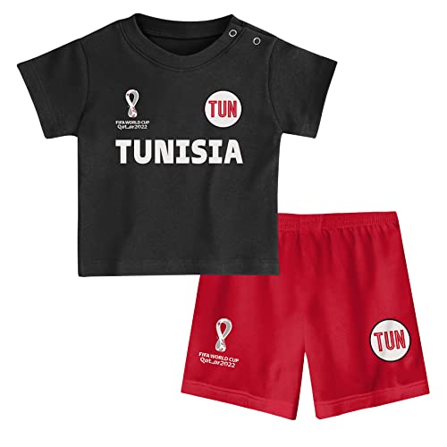 FIFA Kinder Offizielles World Cup 2022 T-Shirt & Shorts Set – Tunesien – Auswärts Country Tee & Shorts, rot, 12 Months von FIFA